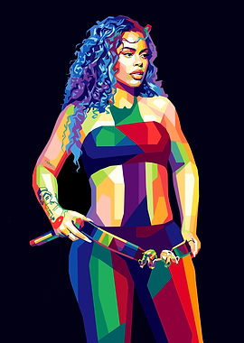 Colorful Portrait of a Latto Rapper