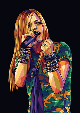 Avril Lavigne Singing with Microphone