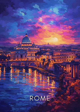 Rome Cityscape at Sunset