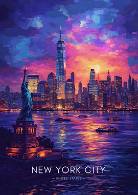 New York City Skyline at Sunset