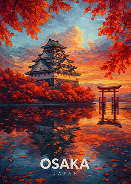 Osaka Castle at Sunset