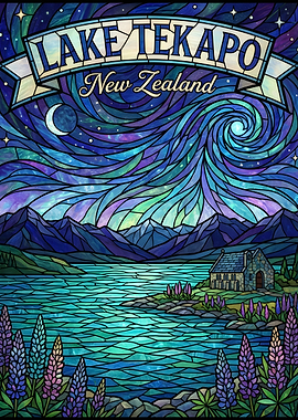 Lake Tekapo Stained Glass Art