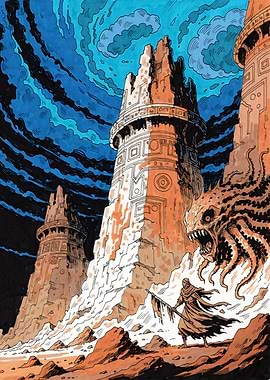 Lone Desert Warrior Against Aliens