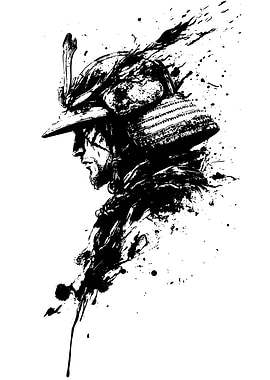 Samurai Warrior Ink Splatter Art