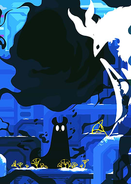 Dark Creature and White Spirit in Blue World