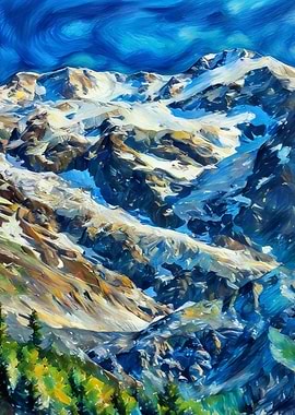Impressionist Monterosa Mountain Landscape Painting