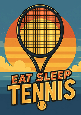 Eat Sleep Tennis Retro Poster