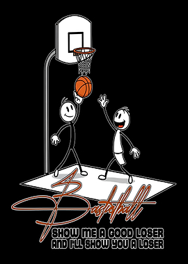 Stick Figures Playing Basketball