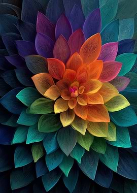 Rainbow Dahlia Flower Petals