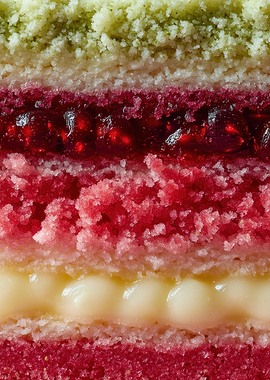 Layered Cake Slice with Fruit Filling