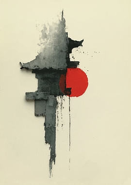 Abstract Red and Gray Composition