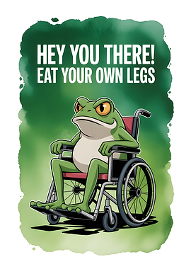 Frog in Wheelchair with Text