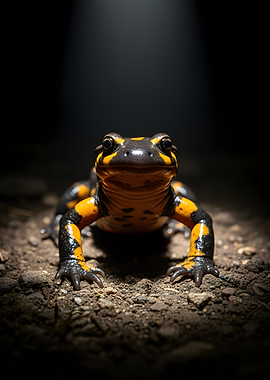 Fire Salamander on Forest Floor