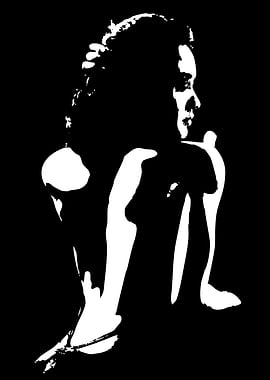 Silhouette of a woman in a crouched pose