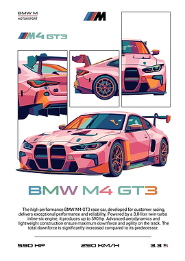 BMW M4 GT3 Pop Art Illustration
