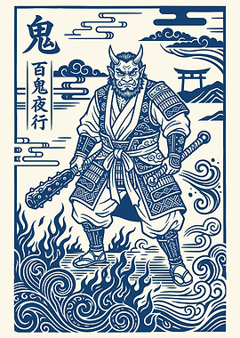 Japanese Oni Warrior with Mace