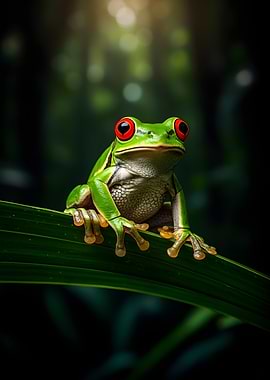 Red-eyed tree frog on a leaf
