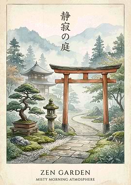 Zen Garden Misty Morning Atmosphere