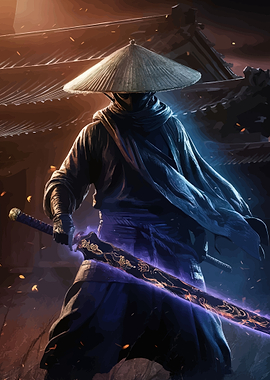 Ninja with glowing sword