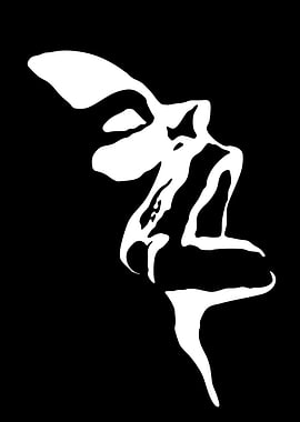 Abstract White Face on Black Background