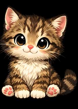 Cute Cartoon Kitten