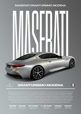 Maserati Granturismo Modena Car Poster