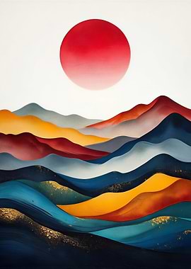 Sunset Over Colorful Hills