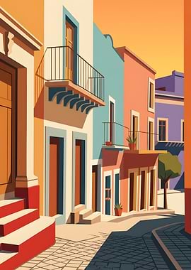 Colorful Mexican Street Scene