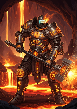 Fiery Knight with Hammer