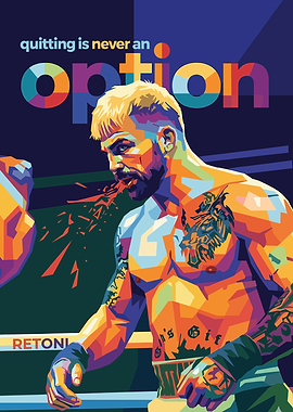 Boxer with 'Quitting is Never an Option' text