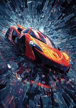 McLaren P1 Crashing Through Glass