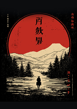 Lone Cowboy Under a Red Sun