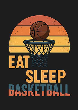 Eat Sleep Basketball Retro Sunset