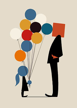 Girl gives balloons to a person