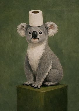 Koala Wearing Toilet Paper Hat