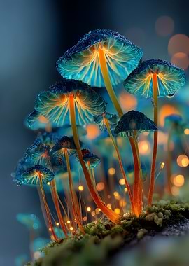 Bioluminescent Mushrooms in Enchanted Forest