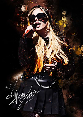 Avril Lavigne performing on stage