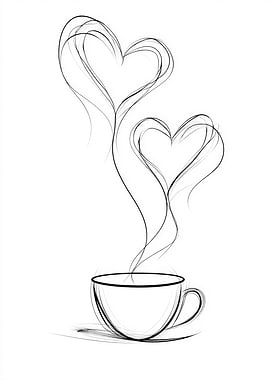 Coffee Cup with Heart Steam
