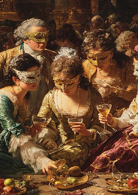 Masquerade Ball with Elegant Figures