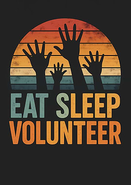 Eat Sleep Volunteer Retro Sunset