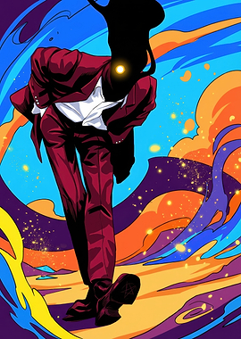 Mysterious Figure in Red Suit