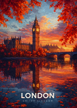 London Big Ben Autumn Sunset