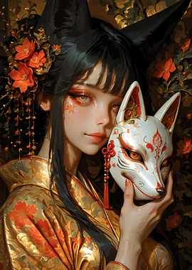 Kitsune Woman with Mask