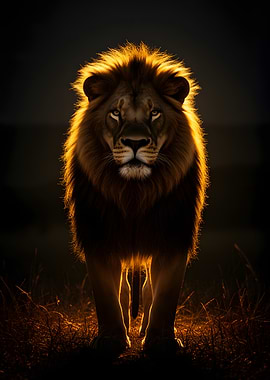 Majestic Lion in Golden Light