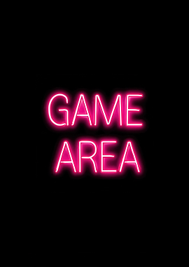 Pink Neon Game Area Sign Poster