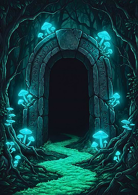 Mystic Portal in Glowing Forest