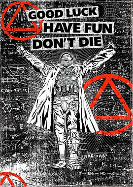 Man with Arms Raised Amidst Equations