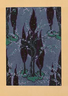 Art Nouveau floral tree pattern