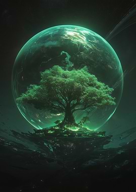 Mystical Tree of Life on a Floating Island