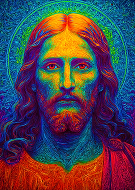 Colorful Psychedelic Jesus Portrait Art